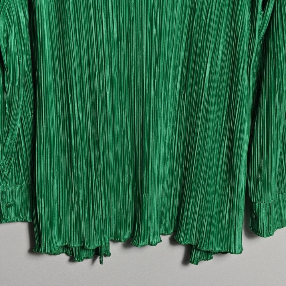Oversized 2piece Pleated Long Sleeve Button Blouse Top Wide Leg Short Set Size S - Picture 9 of 16